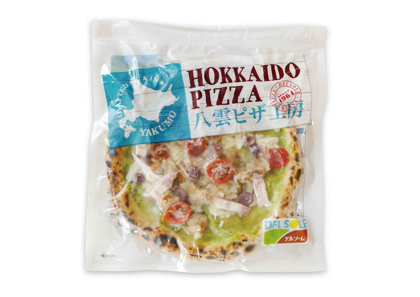 HOKKAIDO PIZZA 噴火湾産ベビーホタテとホエー豚ベーコンのバジルピザ